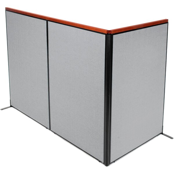 Interion By Global Industrial Interion Deluxe Freestanding 3-Panel Corner Room Divider, 48-1/4inW x 73-1/2inH Panels, Gray 695083GY - main